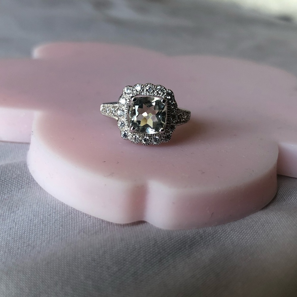 Sterling Silver Green Amethyst Ring (1.10 CT)